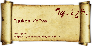 Tyukos Éva névjegykártya